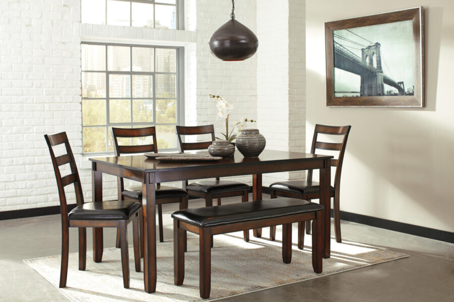 Table - Coviar Dining Room Table and Chairs with Bench Set of 6