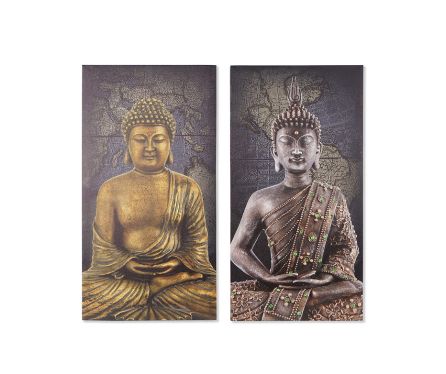 Kahest pildist koosnev seinapiltide komplekt Buddha Shine.