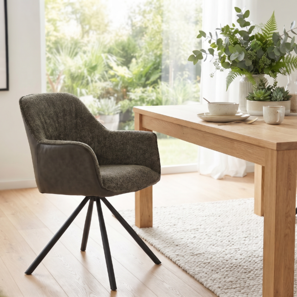 Roheline sametise kattega retro disainiga söögitool Sillon Green