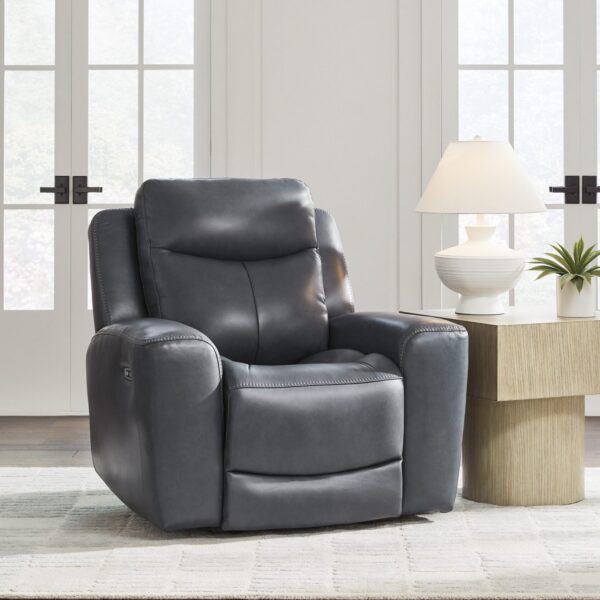 Elektriliselt reguleeritav nahast recliner tugitool Momentum Moves hallis värvitoonis.
