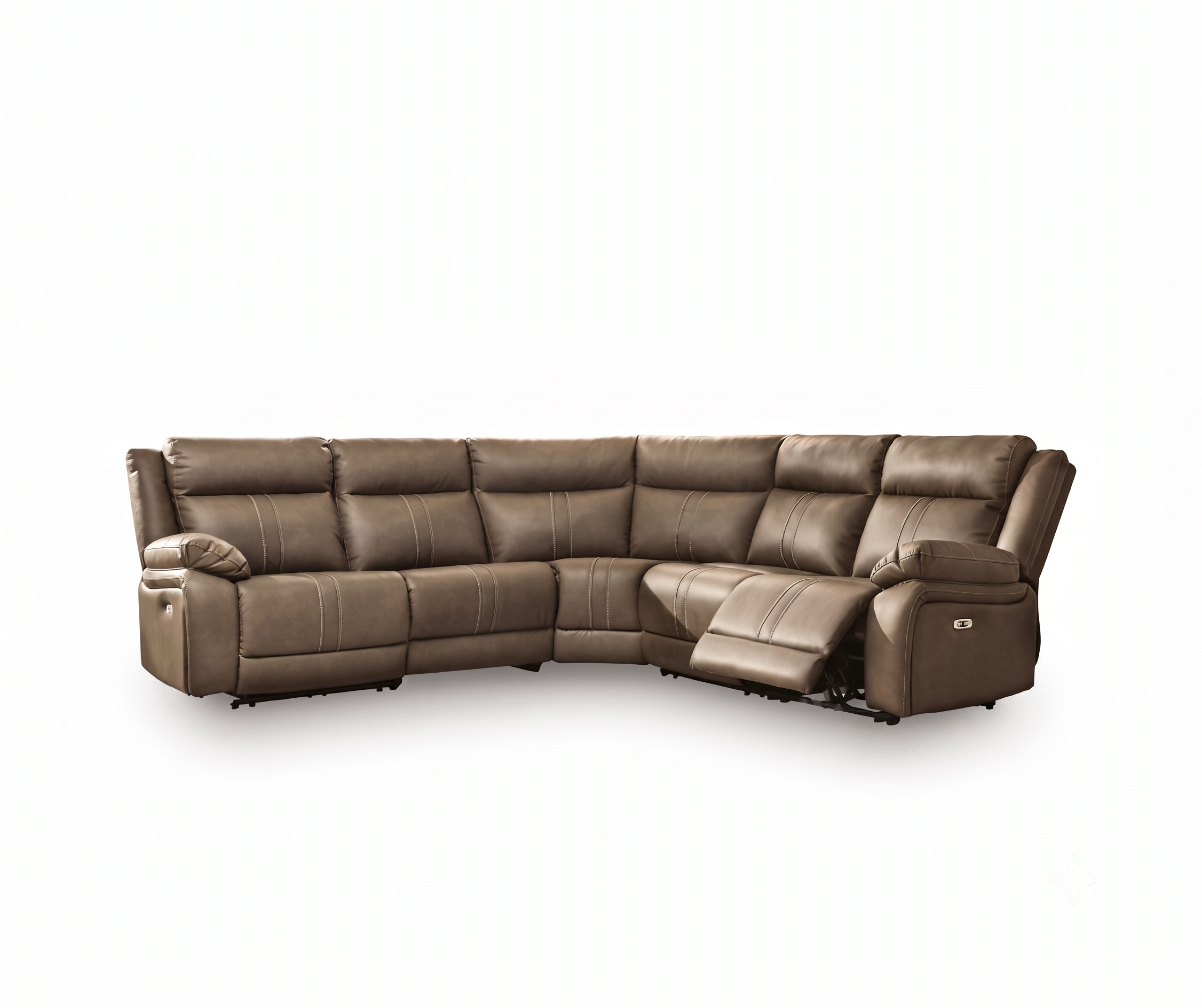 Pruun elektriline recliner nurgadiivan Max-Media 5MOD valgel taustal