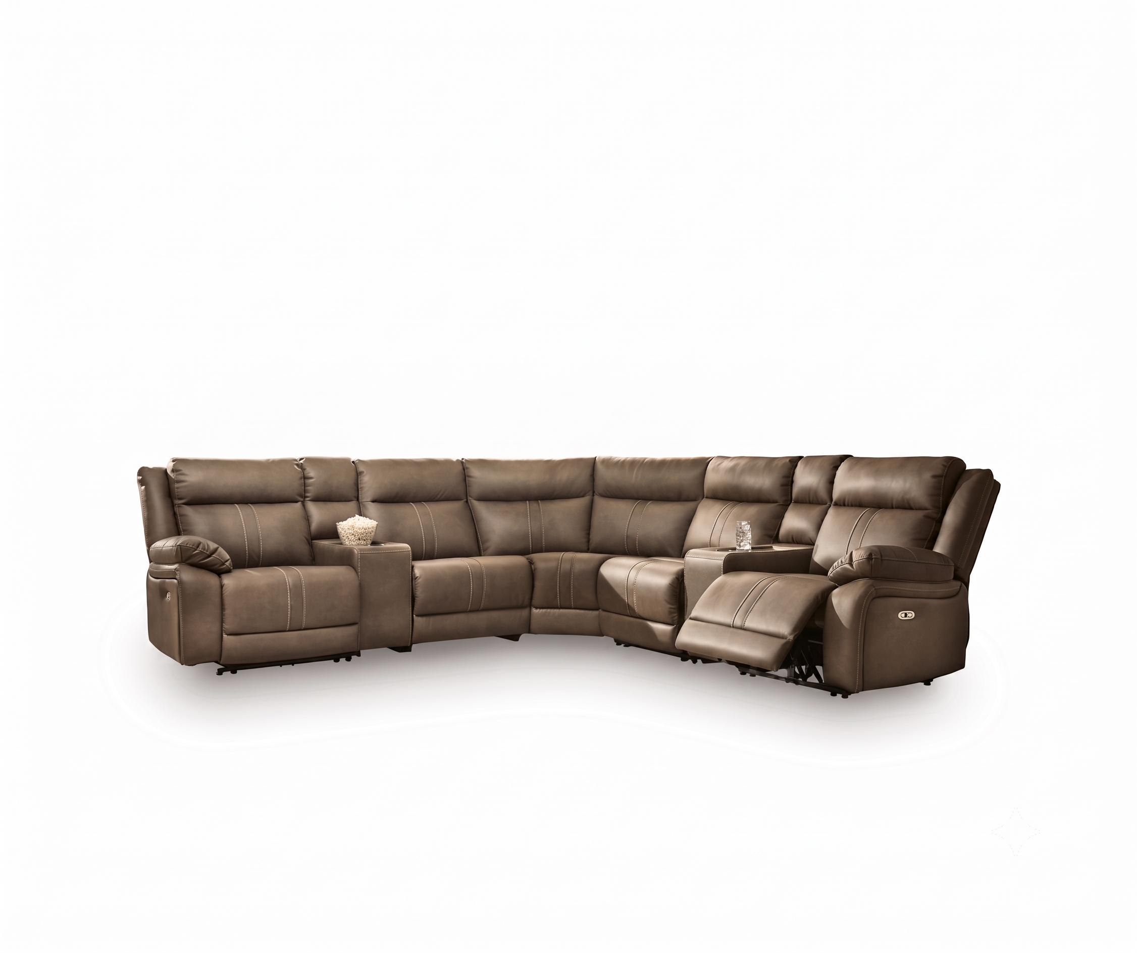 Pruun recliner nurgadiivan Max-Media 7MOD valgel taustal