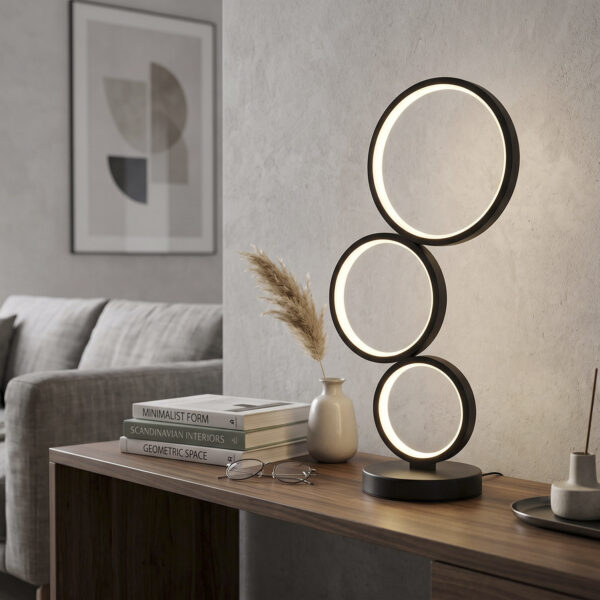Mustast alumiiniumist modernne lauavalgusti Rounds
