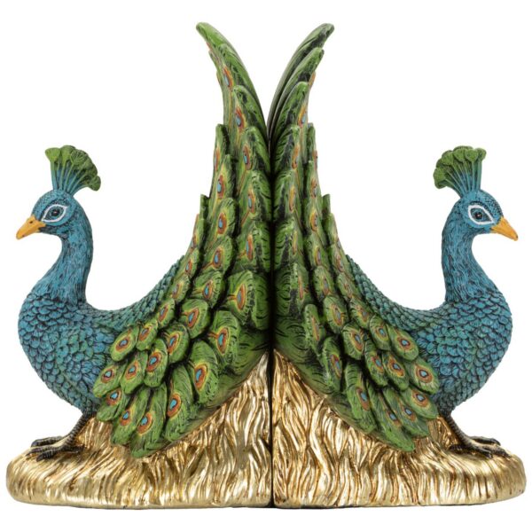 Mitmevärviline paabulinnu disainiga resiinist raamatuhoidja Peacock